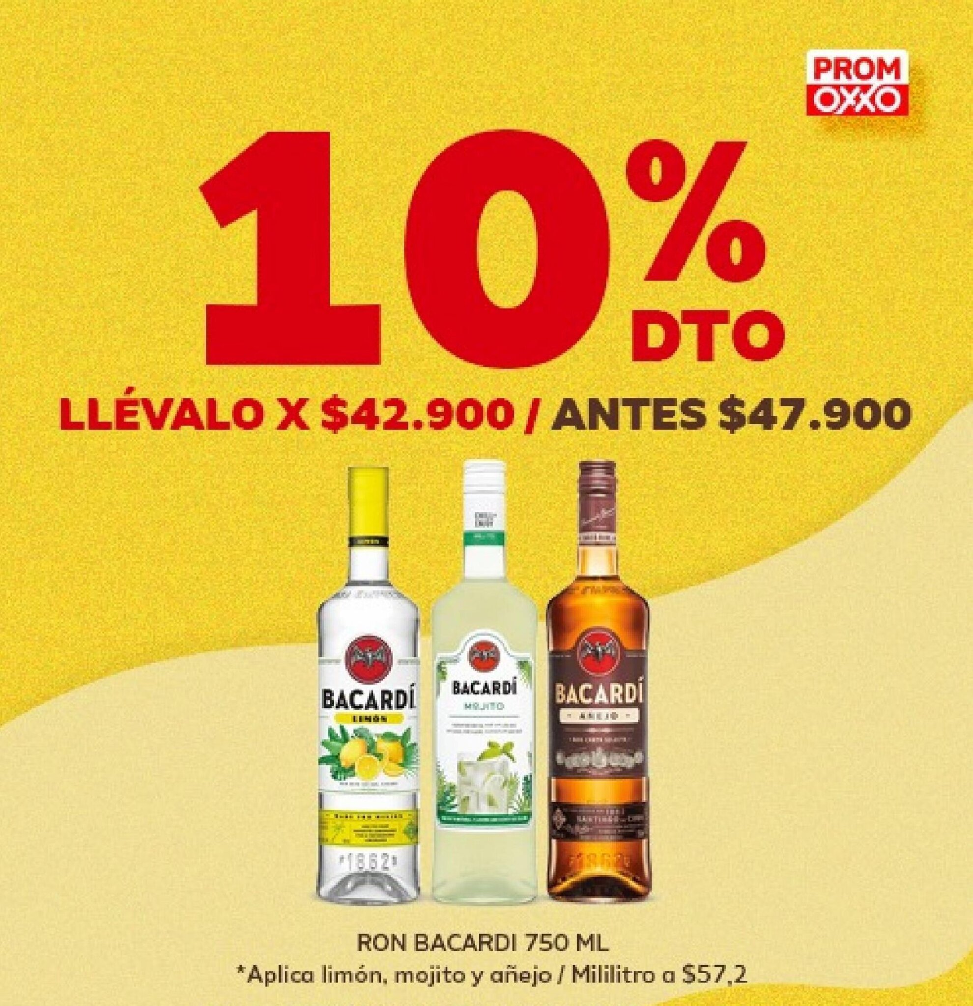 Oxxo RON BACARDI 750ml oferta
