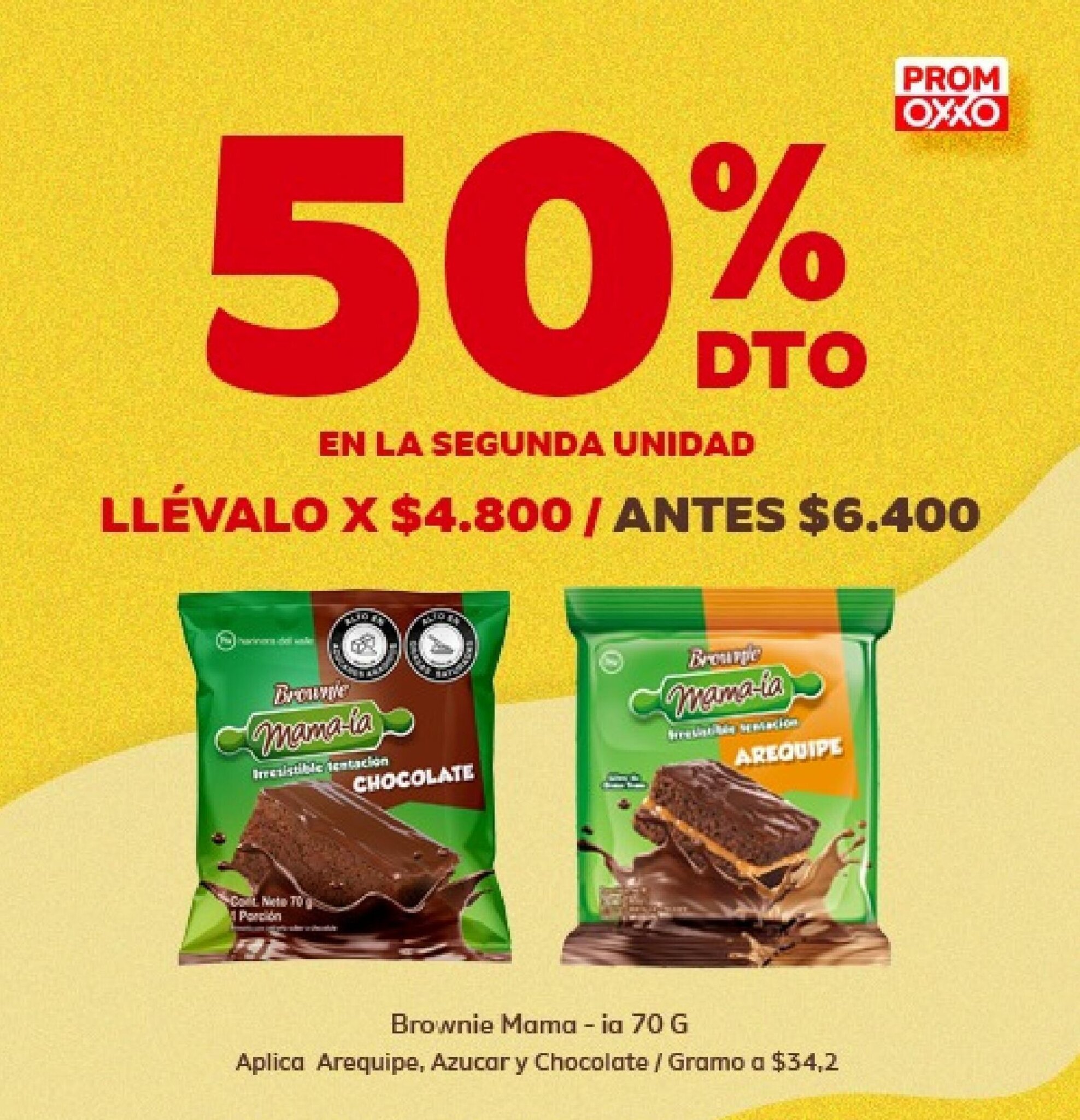 Oxxo Brownie Mama - ia 70g (arequipe, azucar y chocolate) oferta