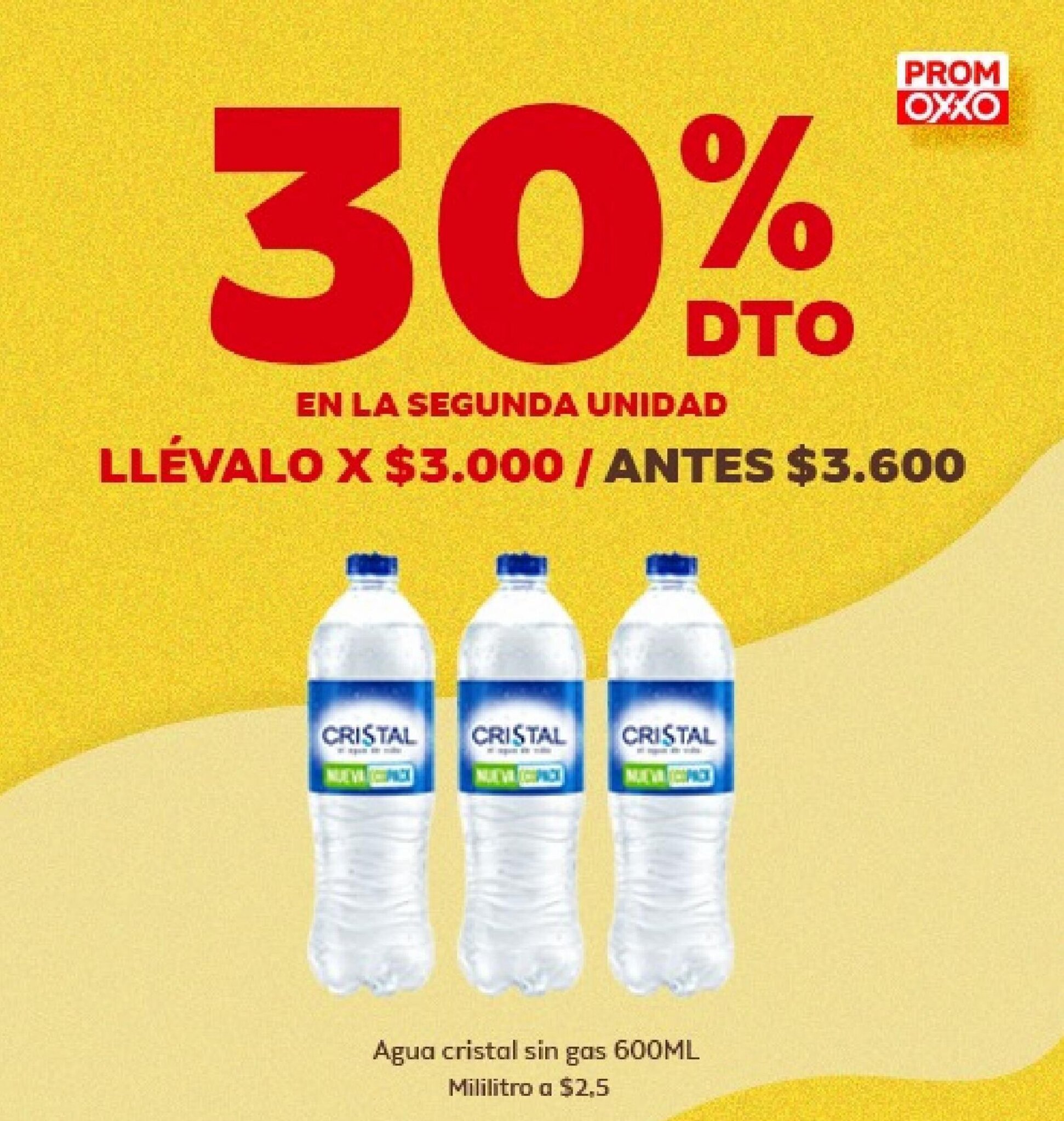 Oxxo Agua cristal sin gas 600ml oferta