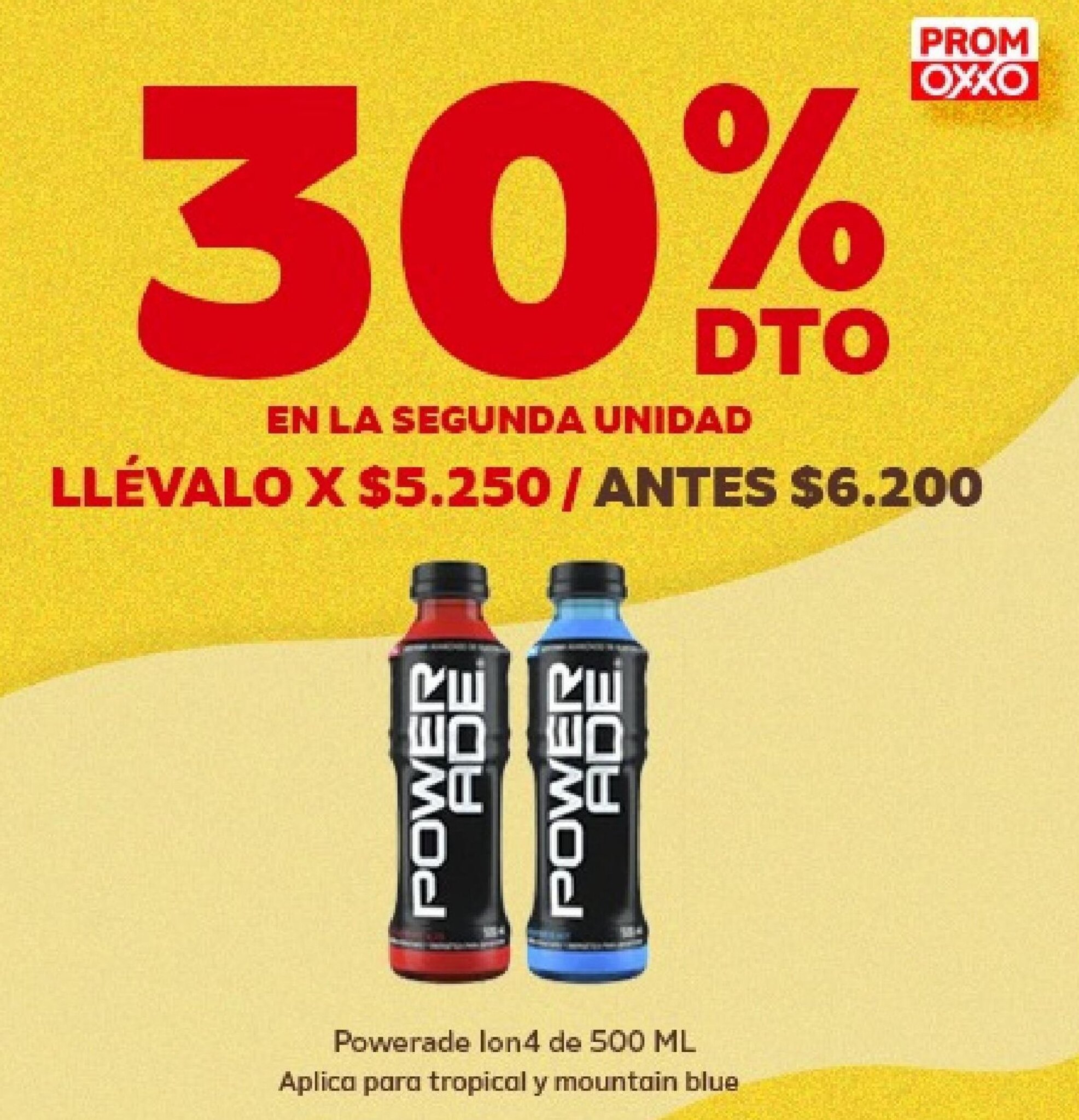 Oxxo Powerade lon4 de 500ml (tropical y mountain blue) oferta