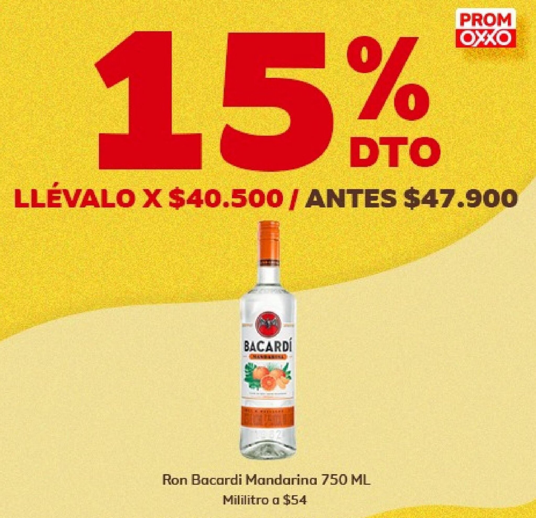 Oxxo Ron Bacardi Mandarina 750ml oferta