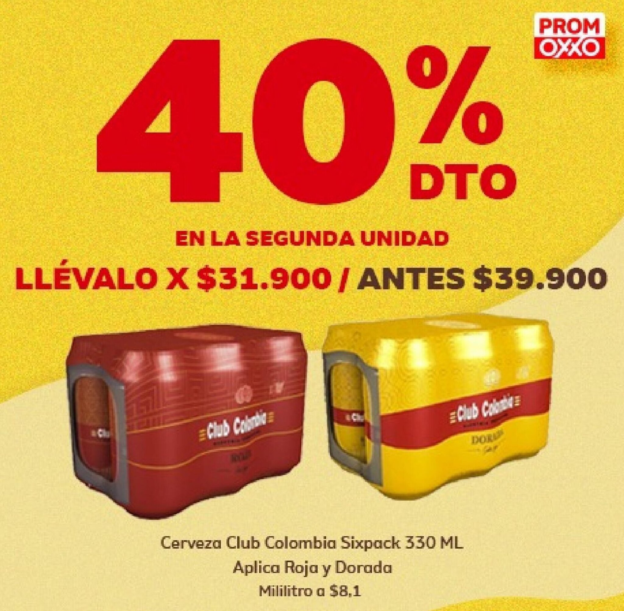 Oxxo Cerveza Club Colombia Sixpack 330ml (roja y dorada) oferta