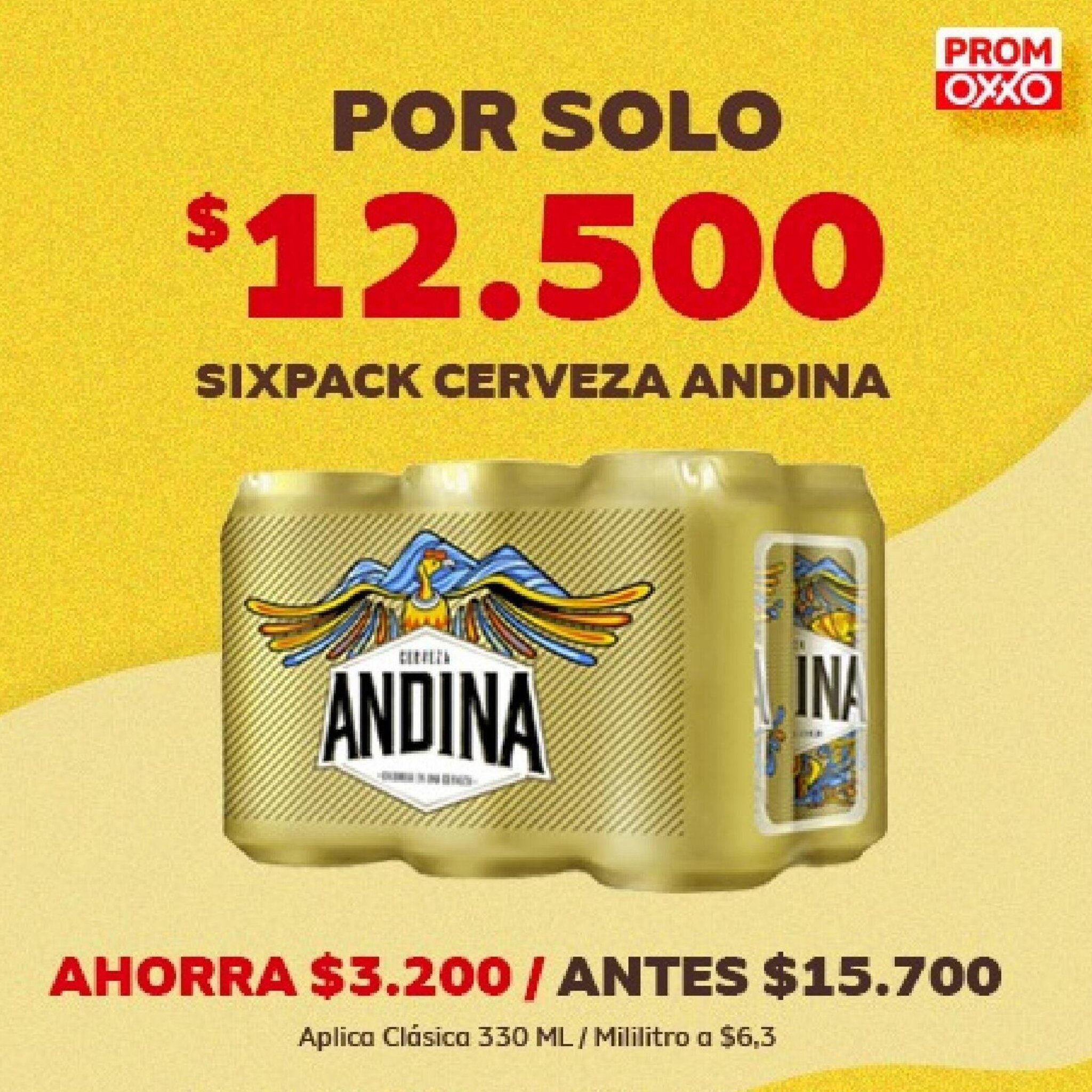 Oxxo SIXPACK CERVEZA ANDINA Clásica 330ml oferta