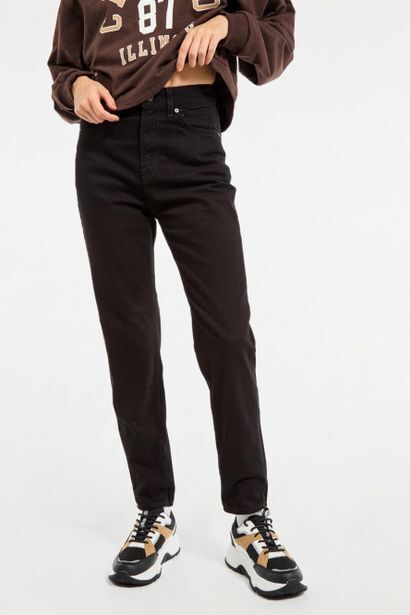 Koaj Jean mom fit tiro super alto negro sin rotos oferta