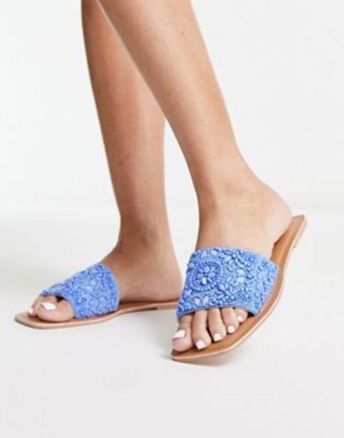 ASOS Accessorize embellished beaded slider in denim blue oferta