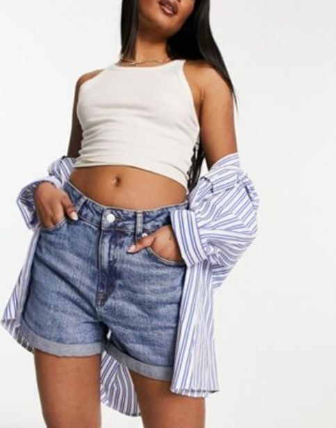 ASOS Asos design denim comfort mom short in midwash blue oferta