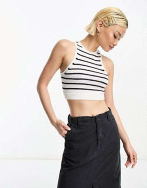 ASOS Asos design knitted crop tank top in textured yarn in stripe oferta
