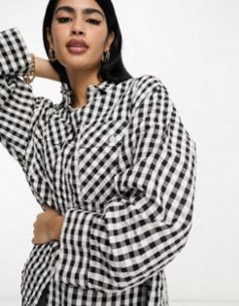 ASOS Asos design oversized gingham shirt in mono oferta
