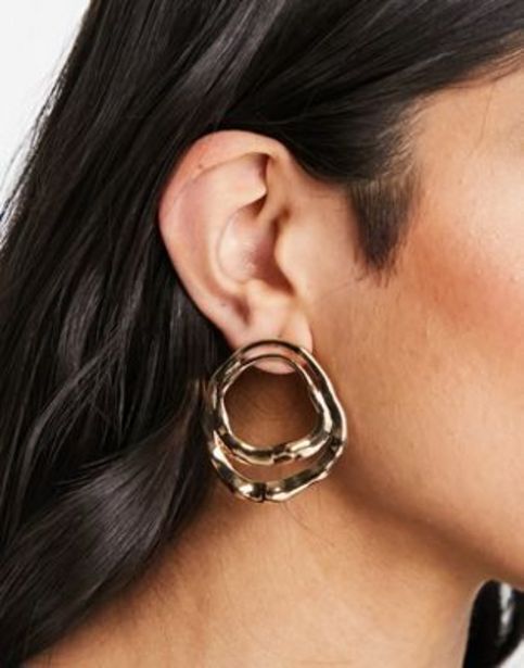 ASOS Asos design oversized stud earrings with hammered hoop design in gold tone oferta