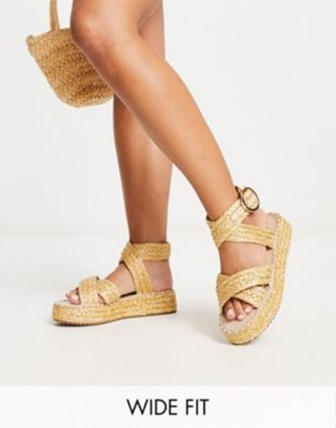 ASOS Asos design wide fit journey raffia espadrille in natural oferta