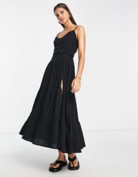 ASOS Asos design tiered belted maxi sundress in black oferta