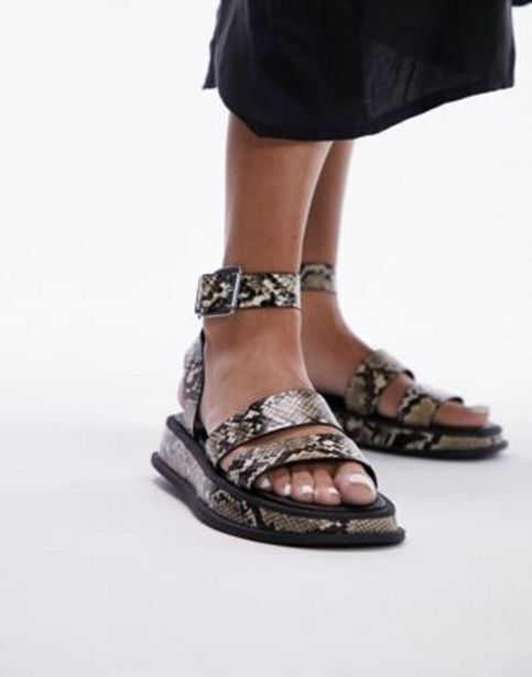 ASOS Topshop grace flat sandal with buckle detail in snake oferta