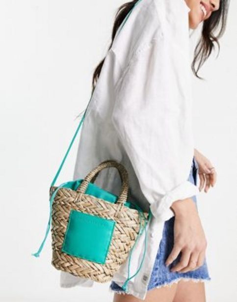 ASOS South beach straw mini cross body bag in bright green oferta
