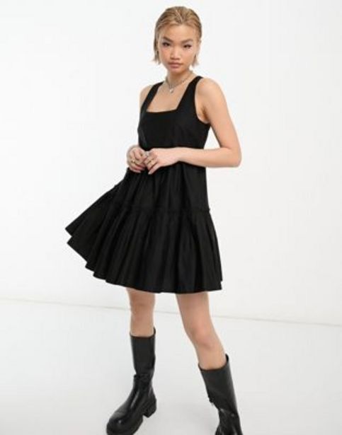 ASOS Collusion tiered volume mini summer dress in black oferta