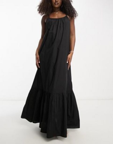 ASOS Asos design drop hem cami maxi beach dress in black oferta