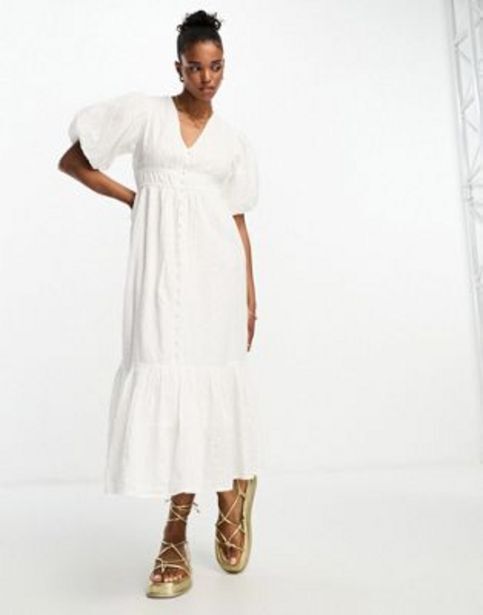 ASOS New look shirred button through midi dress in white oferta