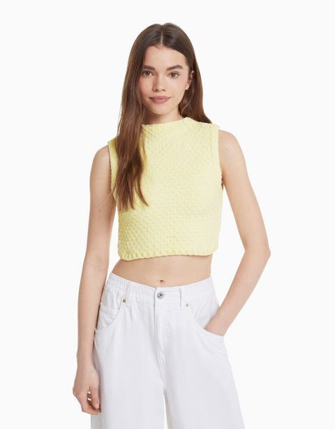 Bershka Chaleco punto chenilla oferta