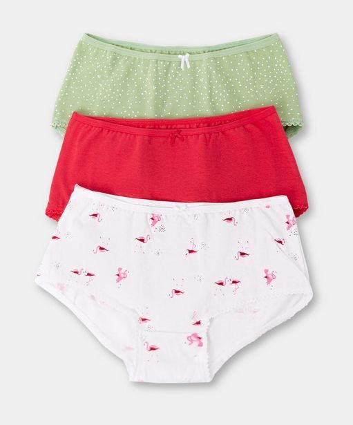 Polito Paquete de panties x 3 para niña en algodón color blanco oferta