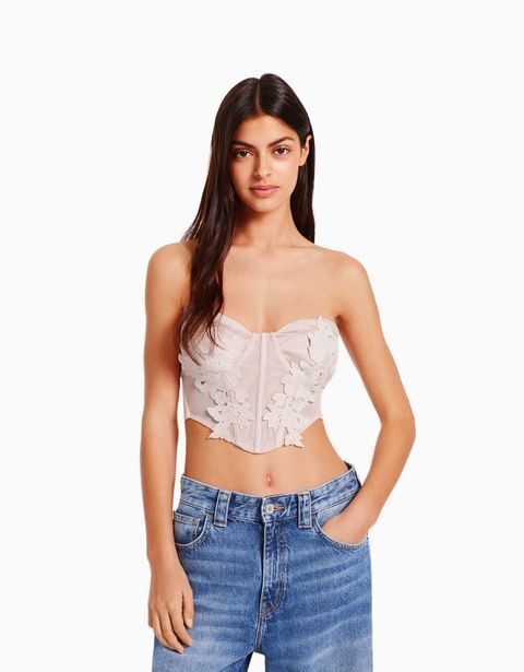 Bershka Top corsé flores oferta