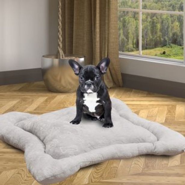 Brissa Cama mascotas flannel  huesitos gris claro indigo 85 x 100 cm oferta