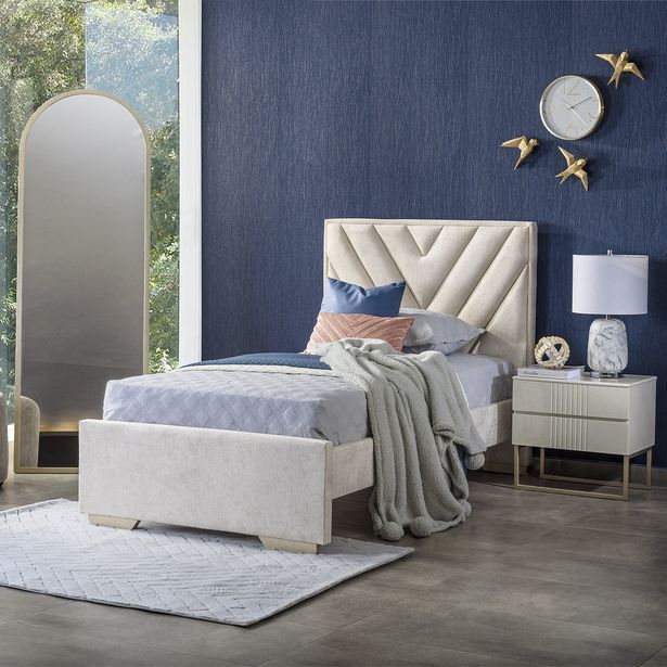 Muebles Jamar Cama 1.00 luca microfibra beige, champaña oferta