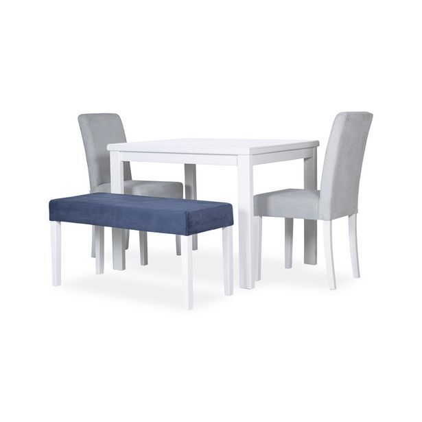 Muebles Jamar Comedor 4 puestos bruce velvet piazola plata, blanco poliuretano oferta