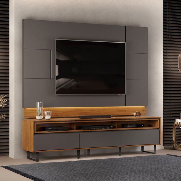 Muebles Jamar Centtro de entretenimiento torino gris plomo, almendra oferta