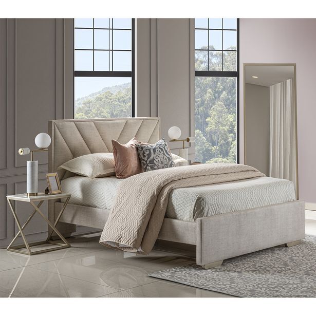 Muebles Jamar Cama 1.40 vallarta lino marfil, champaña oferta