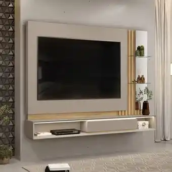 Muebles Jamar Panel de tv noah gris, natural 219x168x30 oferta