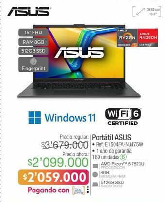 Jumbo Computador portátil asus oferta
