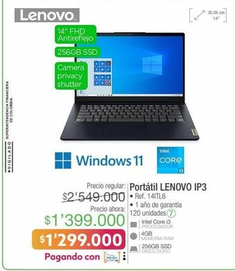 Jumbo Computador portátil lenovo oferta