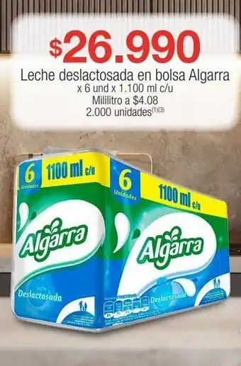 Jumbo Leche deslactosada en bolsa algarra x 6 und x 1.100 ml c/u oferta