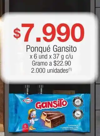 Jumbo Ponqué gansito x 6 und x 37 g c/u oferta
