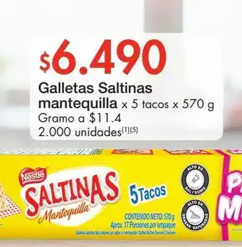 Metro Galletas saltinas mantequilla x 5 tacos x 570 g oferta