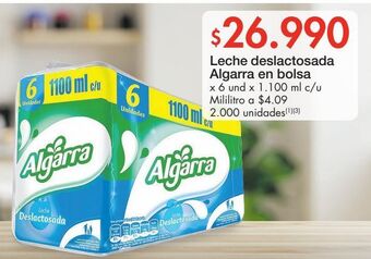 Metro Leche deslactosada algarra en bolsa x 6 und x 1.100 ml c/u oferta