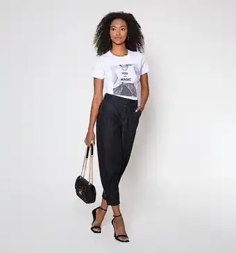 Studio F Jean baggy tiro alto con amarres en bota oferta