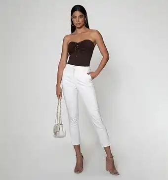 Studio F Blusa strapless con ojaletes oferta