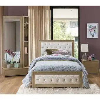 Muebles Jamar Cama semi doble glen eurocuero perla, champaña oferta
