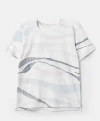 Polito Camiseta manga corta para bebé niño en tela suave color crudo con estampado abstracto oferta