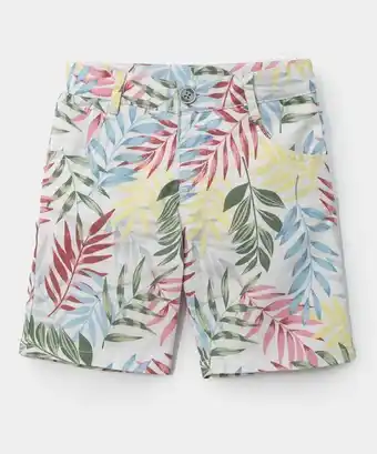 Polito Bermuda para bebé niño en twill color marfil con estampado de hojas oferta