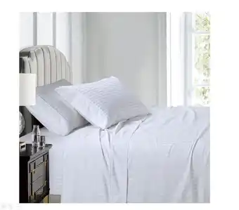 Falabella Juego de sabanas 250 hilos tamaño doble algodon sateen stripe blanco oferta