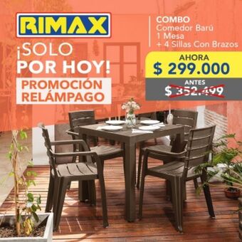 Combo comedor barú (1 mesa + 4 sillas con brazos )