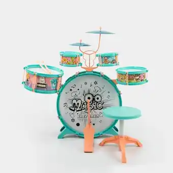Panamericana Batería infantil de 5 tambores y 2 platillos, azul oferta