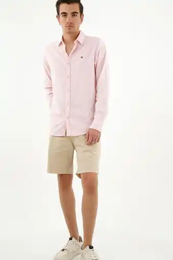 Tennis Camisa tipo lino rosada para hombre oferta