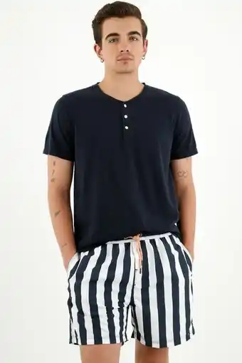 Tennis Camiseta tipo henley azul para hombre oferta