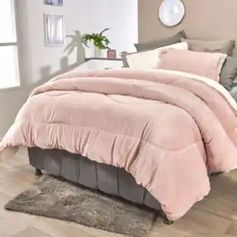 Brissa Edredón flannel ovejero unicolor rosa loto oferta
