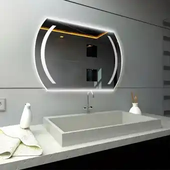 Espejo rectangular manson, gris, con luz led