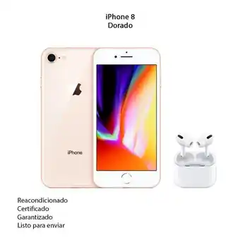 Celular iphone 8 de 256gb reacondicionado oro+ airpods pro 2 genericos