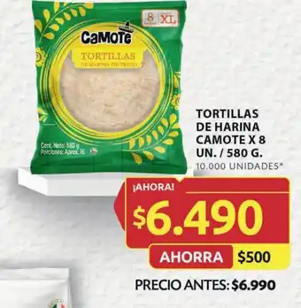 Ara TORTILLAS DE HARINA CAMOTE X 8 UN. / 580 G. oferta
