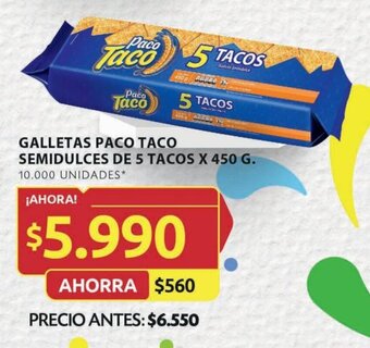 Ara GALLETAS PACO TACO SEMIDULCES DE 5 TACOS X 450 G. oferta